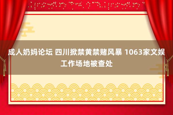 成人奶妈论坛 四川掀禁黄禁赌风暴 1063家文娱工作场地被查处